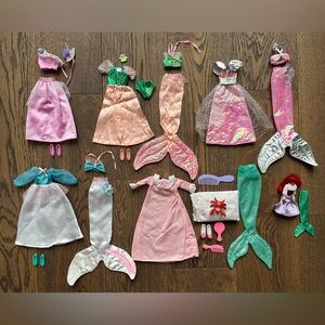 Vintage 1990s Little Mermaid Ariel Clothes & Tails Lot Tyco Dress n Fin + mini